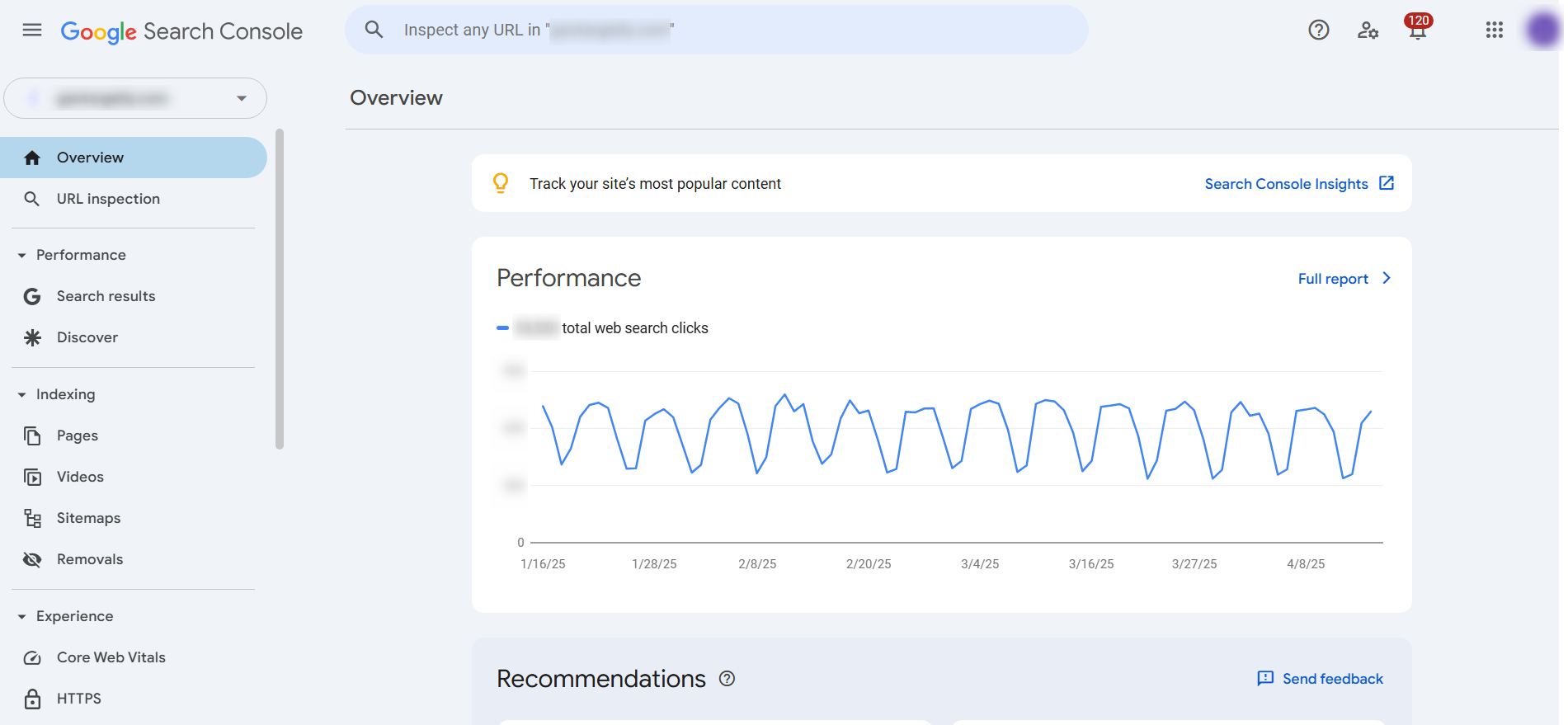 Google Search Console overview - example